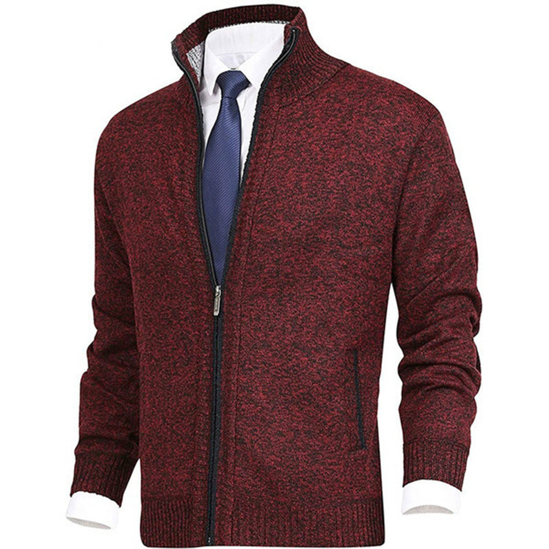 Gilet Tricot Zippé Jordan Pour Homme Beige Col Ras Du Cou Poignets Côtes En Maille Douce