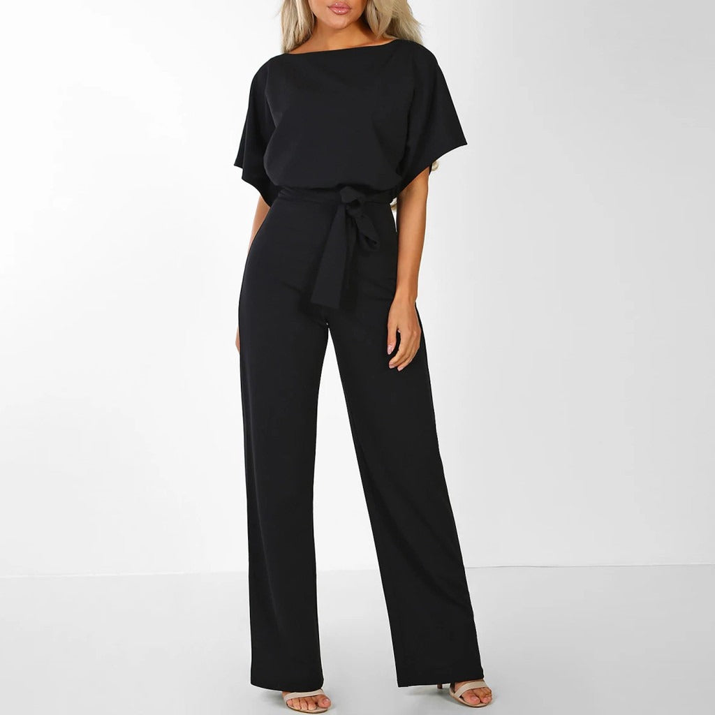 Combinaison Femme Ample Manches Batwing Ceinture Taille Silhouette Affinée Jambes Évasées Nordic Flair