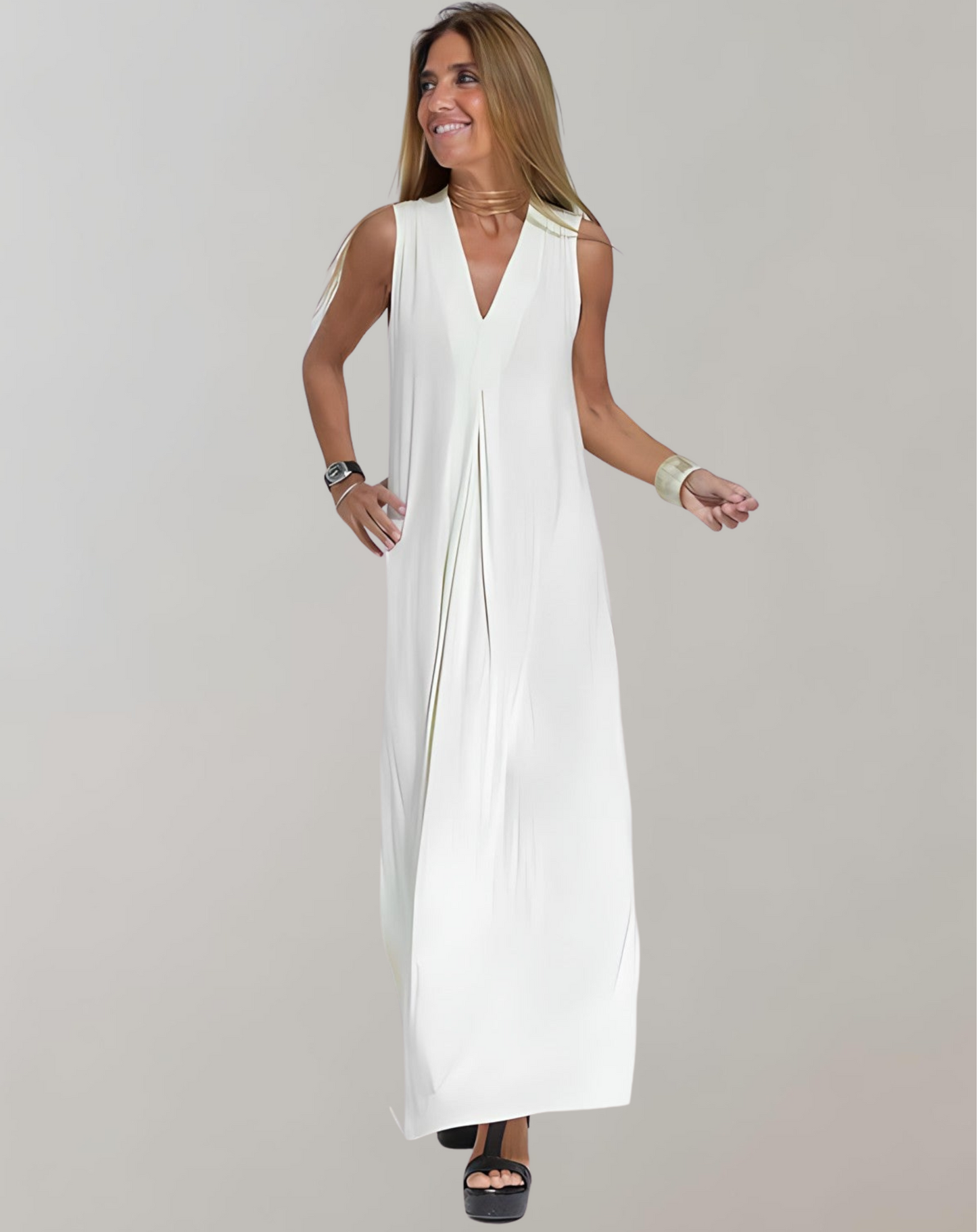 Schlankes Christina Kleid mit V-Ausschnitt