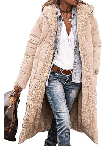 Manteau Long Rembourré Pour Femme Avec Doublure Douce Coupe Oversize Design Matelassé