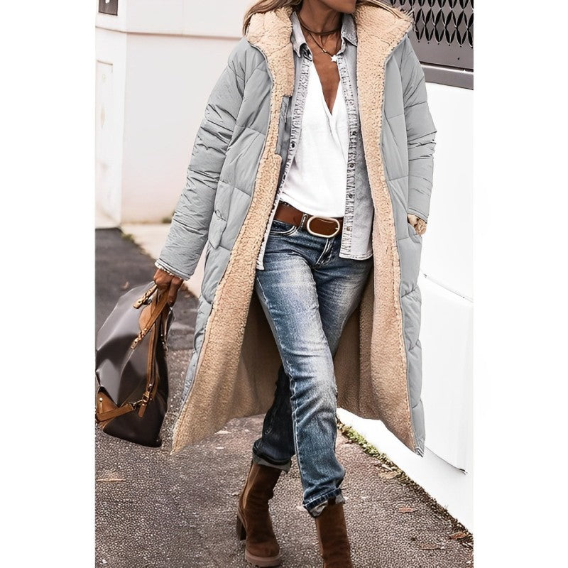 Manteau Long Rembourré Pour Femme Avec Doublure Douce Coupe Oversize Design Matelassé