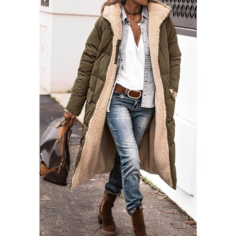 Manteau Long Rembourré Pour Femme Avec Doublure Douce Coupe Oversize Design Matelassé