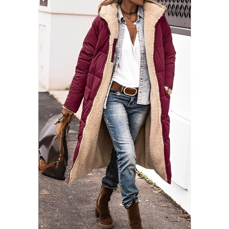 Manteau Long Rembourré Pour Femme Avec Doublure Douce Coupe Oversize Design Matelassé