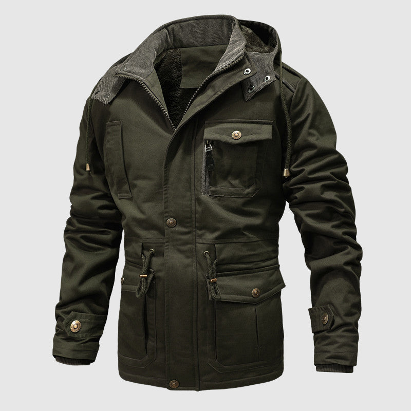 Veste Tactique Chaude En Coton Pour Plein Air Avec Poches À Rabats Et Coutures Renforcées