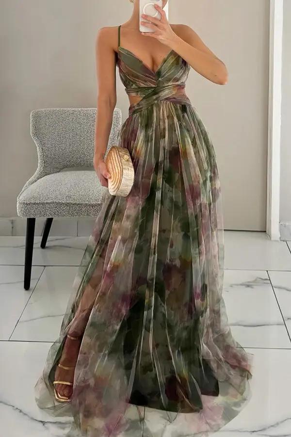 Robe Maxi Imprimé Aquarelle Pour Femmes Élégante Et Artistique Pour Mariages Réceptions Et Autres Occasions