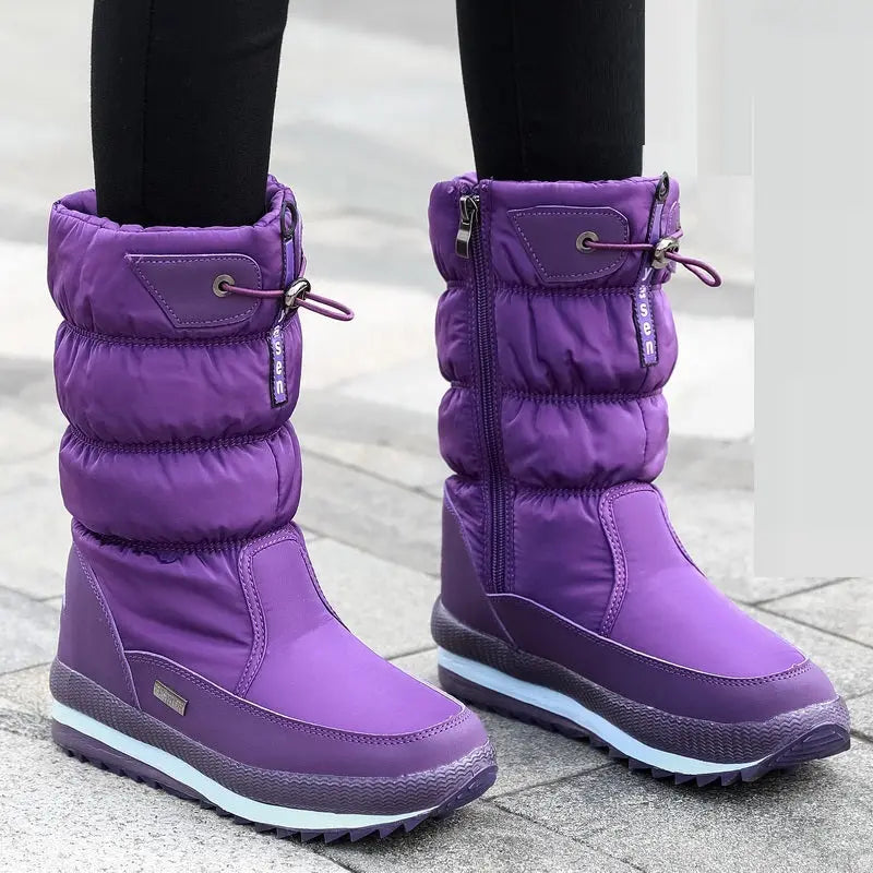 Bottes Mi Mollet Imperméables Pour Femme Avec Doublure Velours Chaude Et Antidérapantes Idéales Pour LHiver