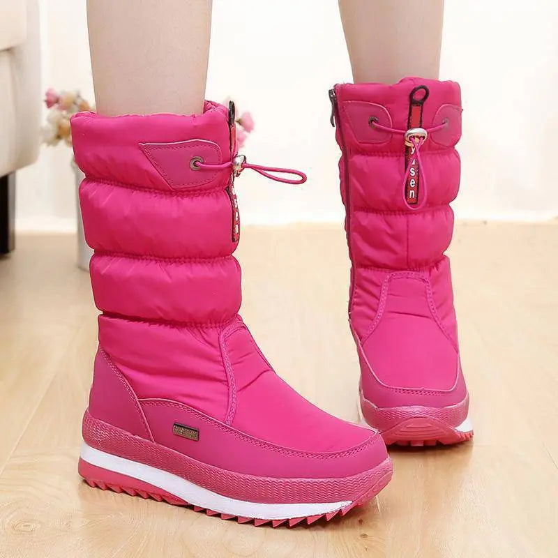 Bottes Mi Mollet Imperméables Pour Femme Avec Doublure Velours Chaude Et Antidérapantes Idéales Pour LHiver