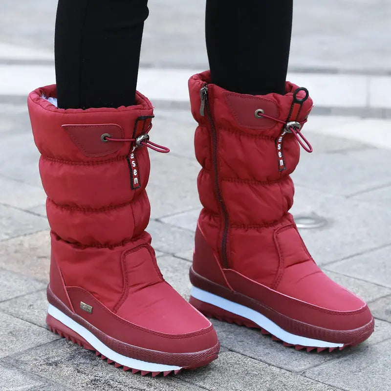 Bottes Mi Mollet Imperméables Pour Femme Avec Doublure Velours Chaude Et Antidérapantes Idéales Pour LHiver