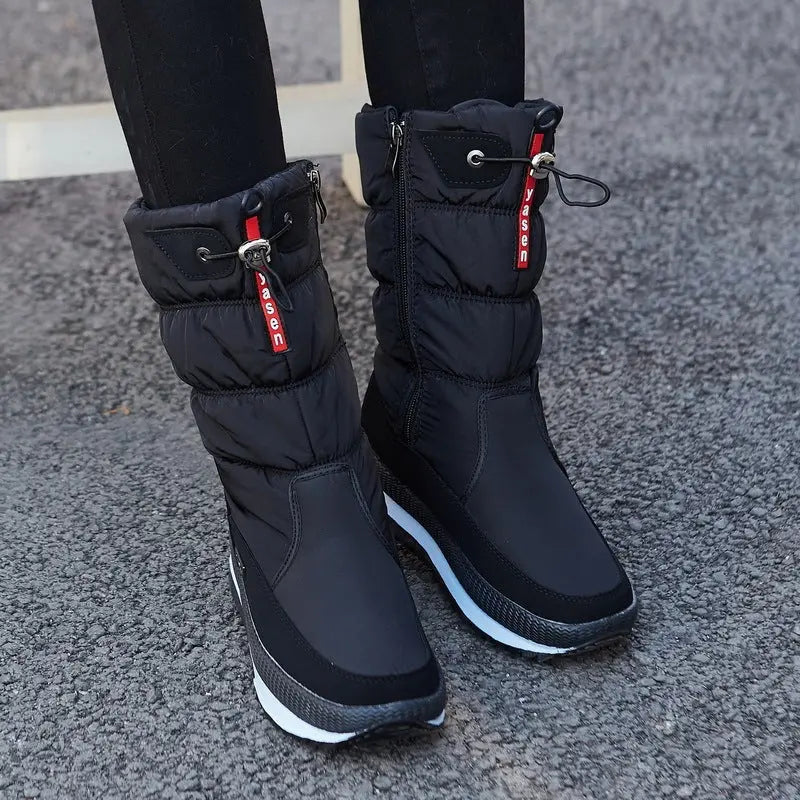 Bottes Mi Mollet Imperméables Pour Femme Avec Doublure Velours Chaude Et Antidérapantes Idéales Pour LHiver