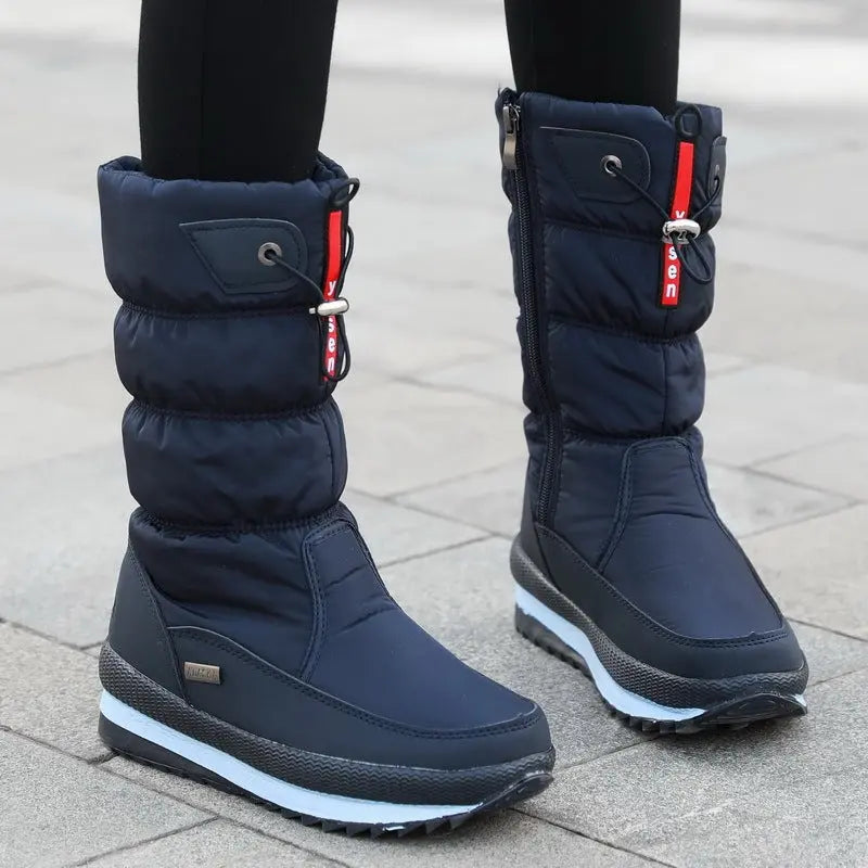 Bottes Mi Mollet Imperméables Pour Femme Avec Doublure Velours Chaude Et Antidérapantes Idéales Pour LHiver