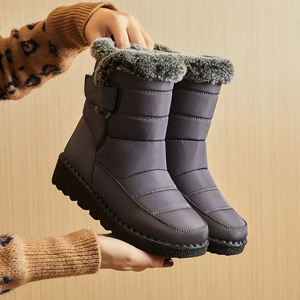Bottes De Neige Imperméables Pour Femmes Chaudes Et Antidérapantes Avec Doublure En Cachemire Et Tissu Oxford Déperlant