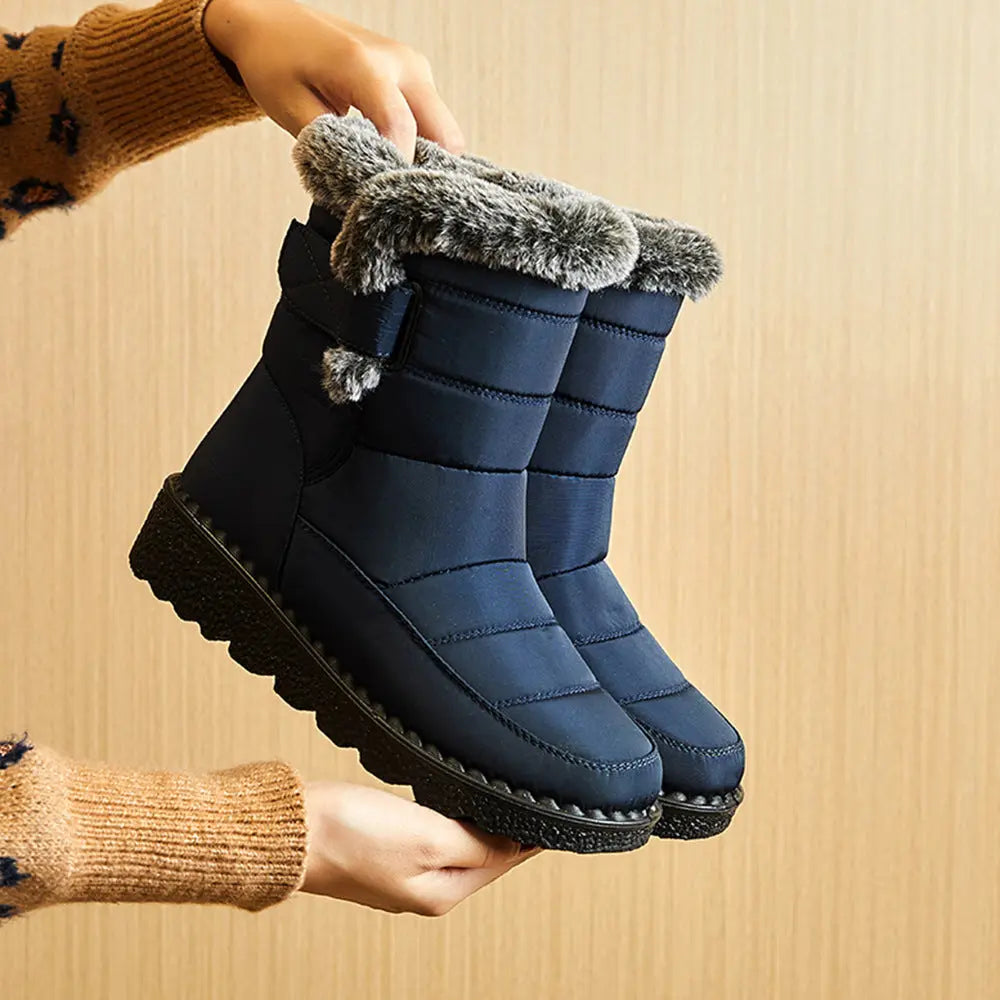Bottes De Neige Imperméables Pour Femmes Chaudes Et Antidérapantes Avec Doublure En Cachemire Et Tissu Oxford Déperlant