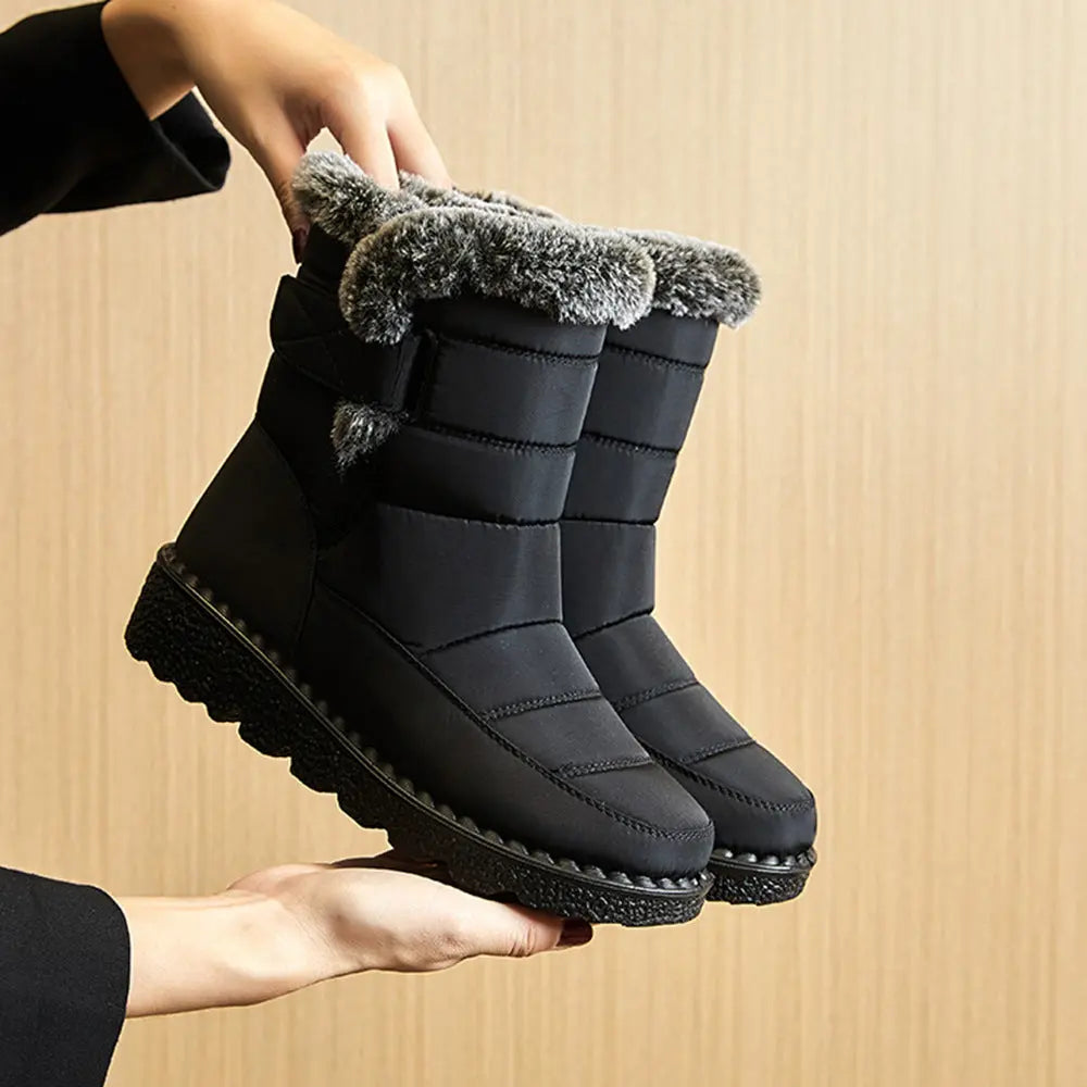 Bottes De Neige Imperméables Pour Femmes Chaudes Et Antidérapantes Avec Doublure En Cachemire Et Tissu Oxford Déperlant
