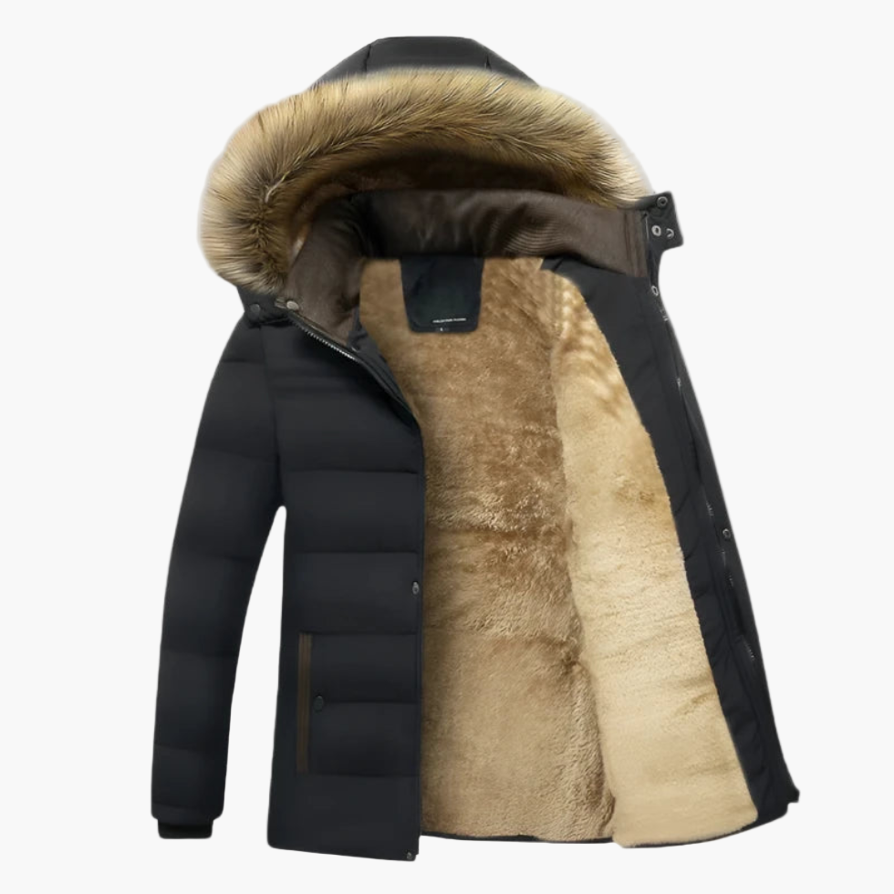 Manteau Hiver Pour Homme Parka Robuste Avec Doublure Fourrure Capuche Isolation Chaude