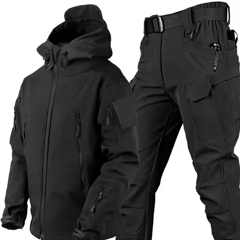 Ensemble Veste Tactique Imperméable Et Pantalon Cargo Softshell Avec Doublure Polaire