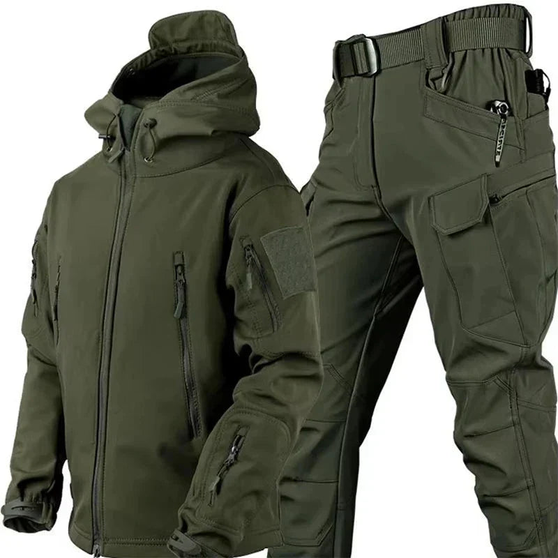 Ensemble Veste Tactique Imperméable Et Pantalon Cargo Softshell Avec Doublure Polaire