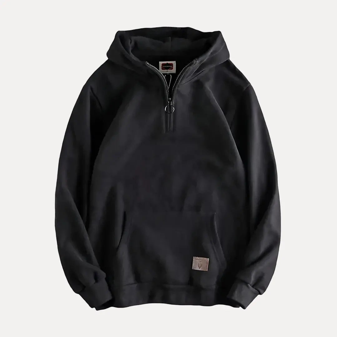 Amawinc Sweat À Capuche Molleton Demi Zip Pour Homme Coupe Décontractée Poche Kangourou