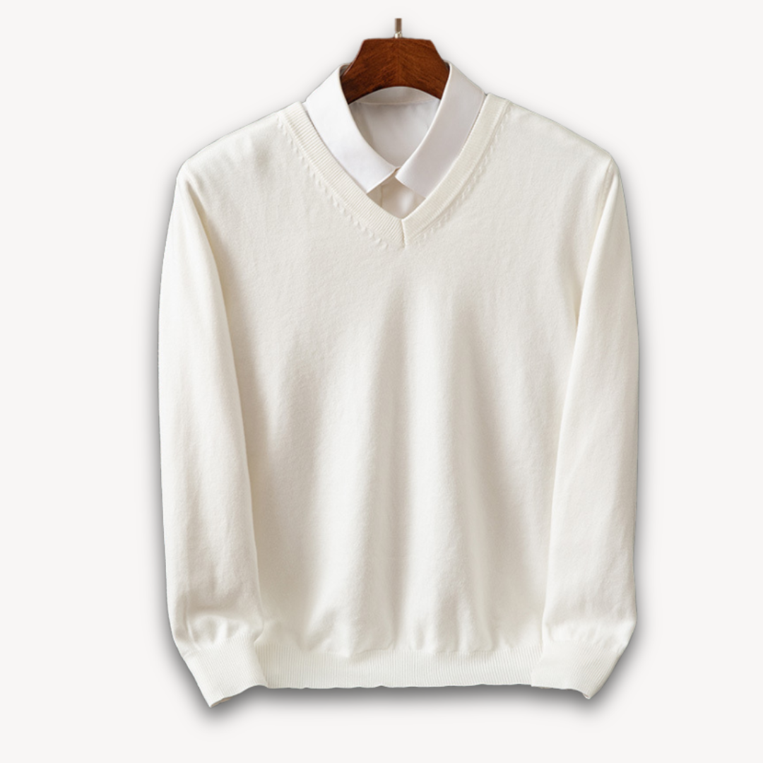 Amawinc Pull Homme Col V Slim Fit En Maille Douce Avec Bords Côtes Pour Style Polyvalent