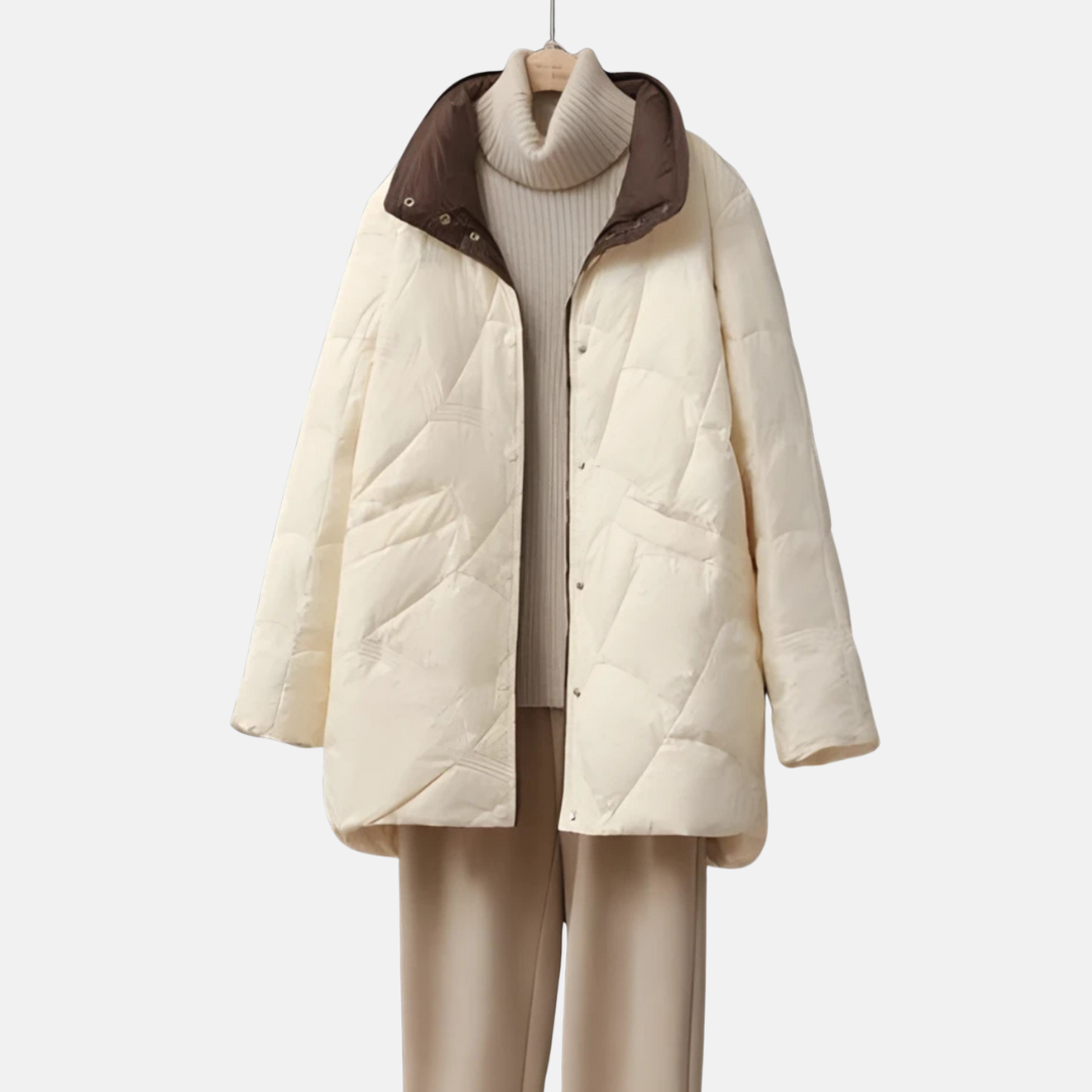 Veste Femme Mi Longue Matelassée Avec Col Debout Élégante Et Polyvalente Pour Une Silhouette Raffinée