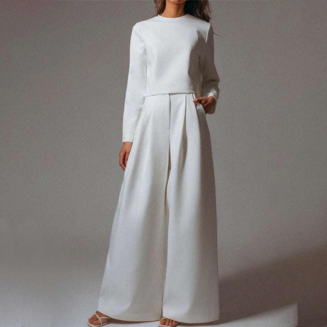 Lily Ensemble Deux Pièces Décontracté Pour Femme Haut Court Et Pantalon Large Coupe Contemporaine