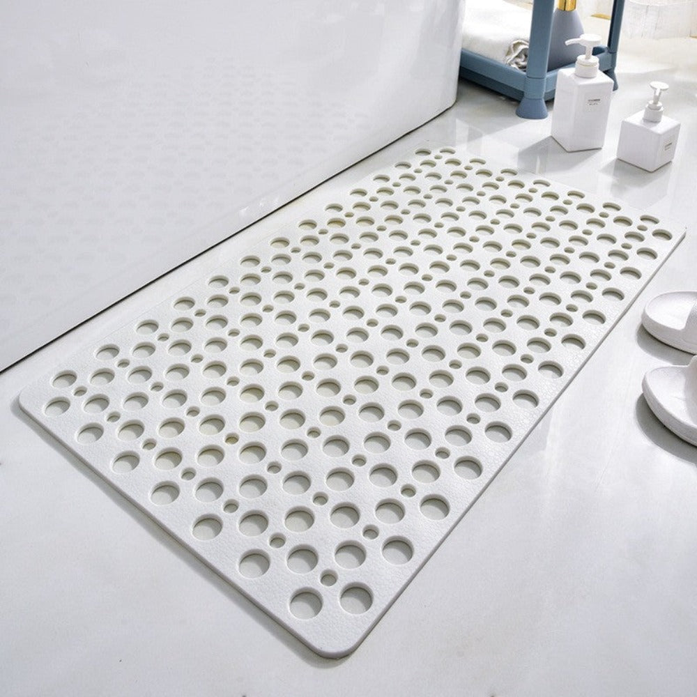 Tapis de Douche Antidérapant en Caoutchouc avec Drainage et Design Minimaliste Gris