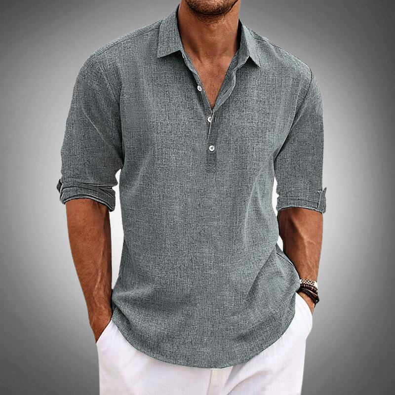 Chemise Homme Lin Amawinc Nordic Flair Légère Respirante Coupe Décontractée Manches Longues Fermeture À Boutons