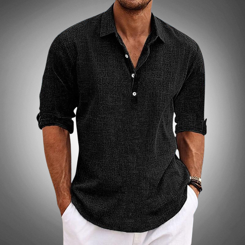 Chemise Homme Lin Amawinc Nordic Flair Légère Respirante Coupe Décontractée Manches Longues Fermeture À Boutons