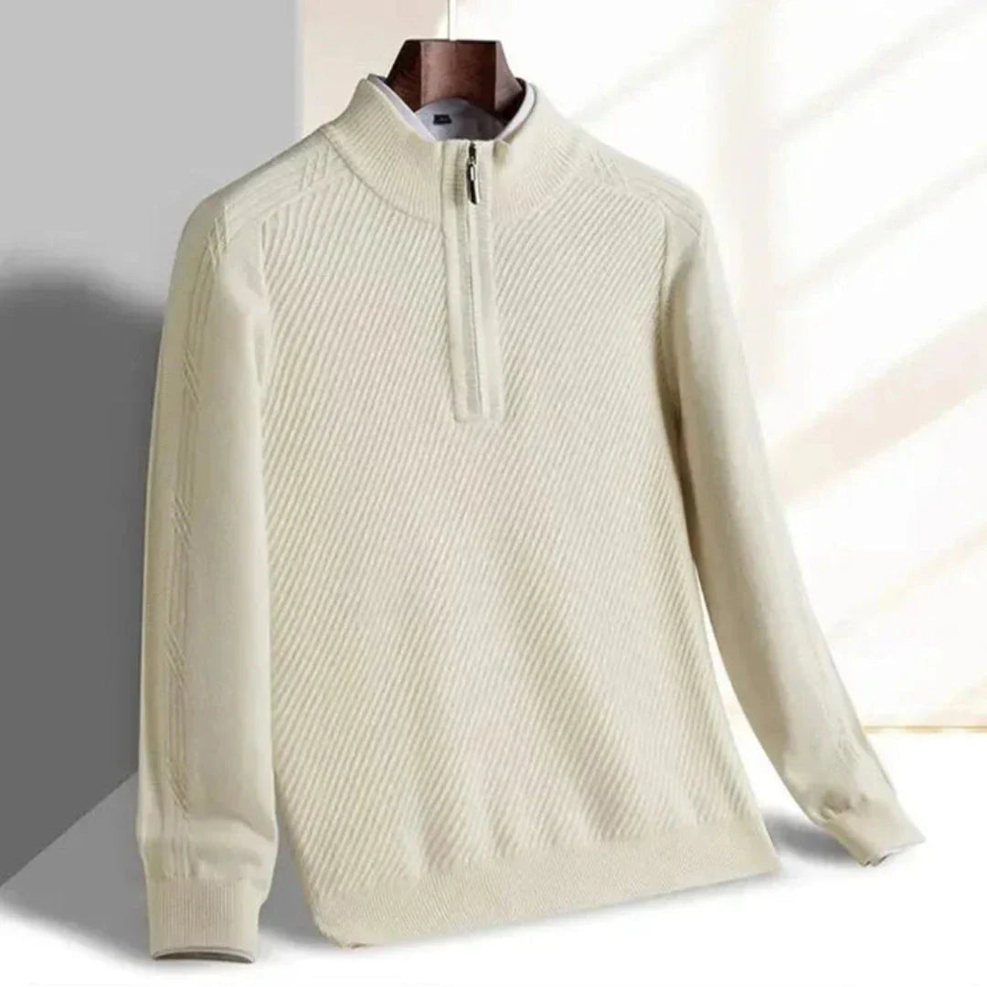 Pull Wilson Demi Zip Maille Douce Col Montant Avec Cotes Pour Homme Polyvalent Et Confortable