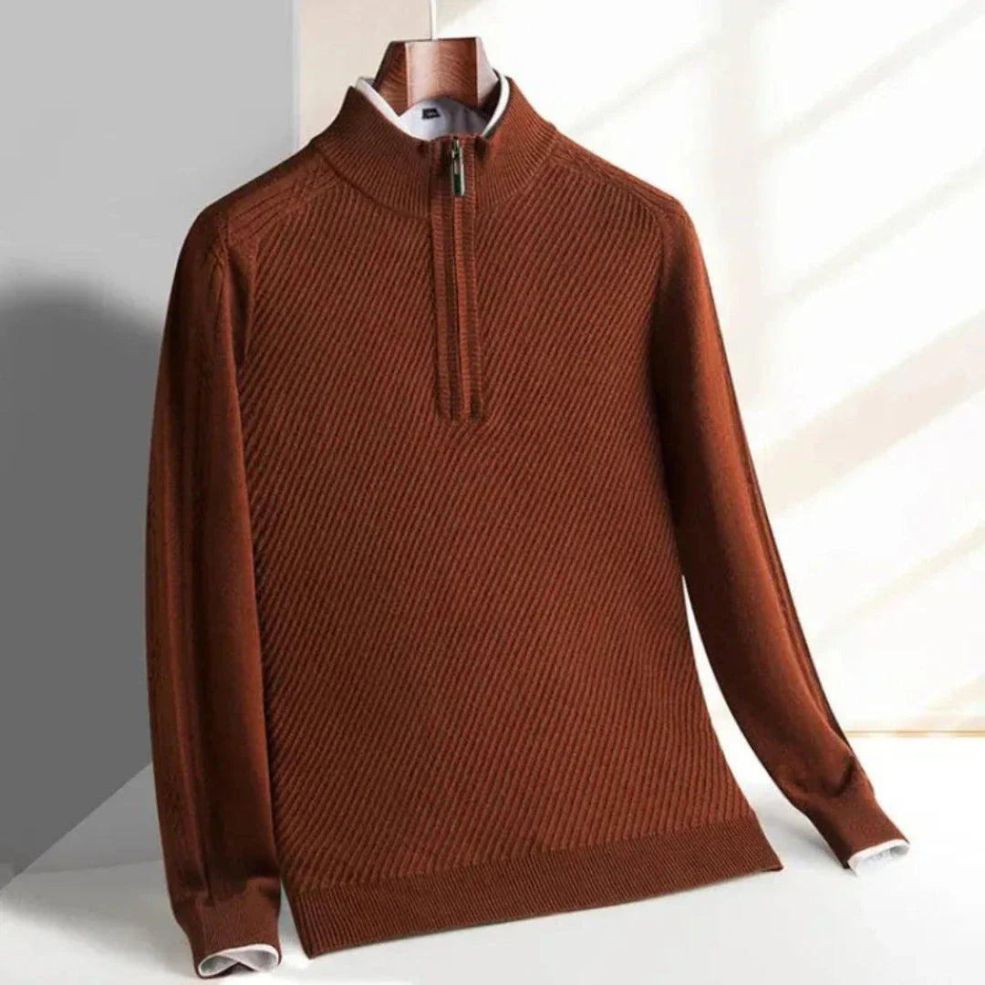 Pull Wilson Demi Zip Maille Douce Col Montant Avec Cotes Pour Homme Polyvalent Et Confortable