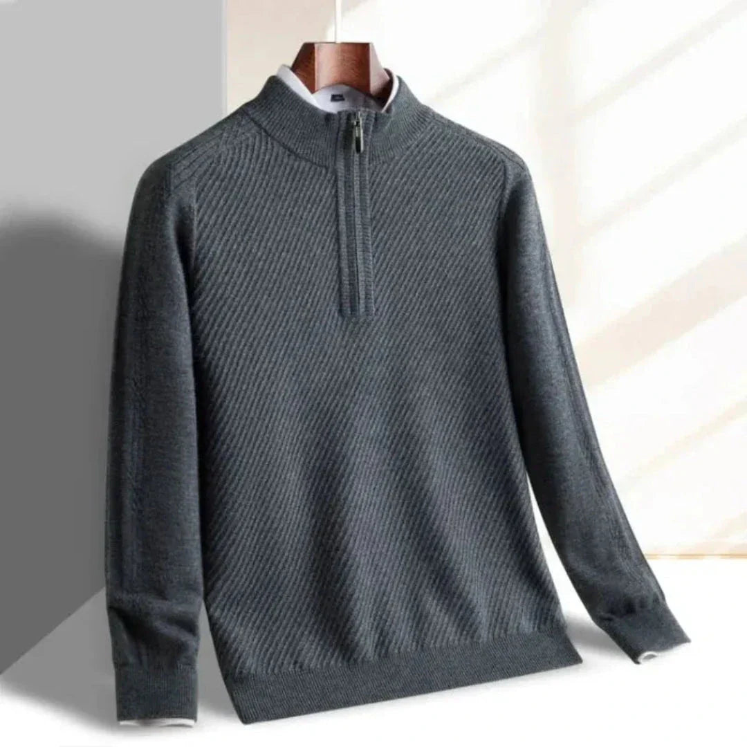 Pull Wilson Demi Zip Maille Douce Col Montant Avec Cotes Pour Homme Polyvalent Et Confortable