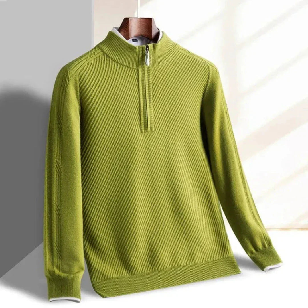 Pull Wilson Demi Zip Maille Douce Col Montant Avec Cotes Pour Homme Polyvalent Et Confortable