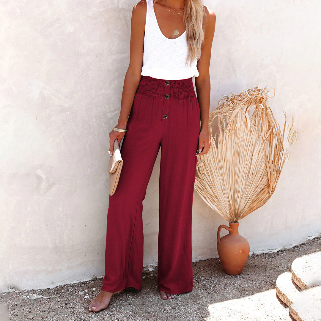 Megan Pantalon Femme Taille Haute Décontracté Coupe Ample Pour Tous Les Jours Confort Et Style Décontracté