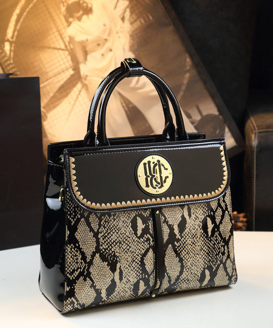 Sac fourre-tout en cuir de veau noir brodé pour femme, grande capacité - Amawinc