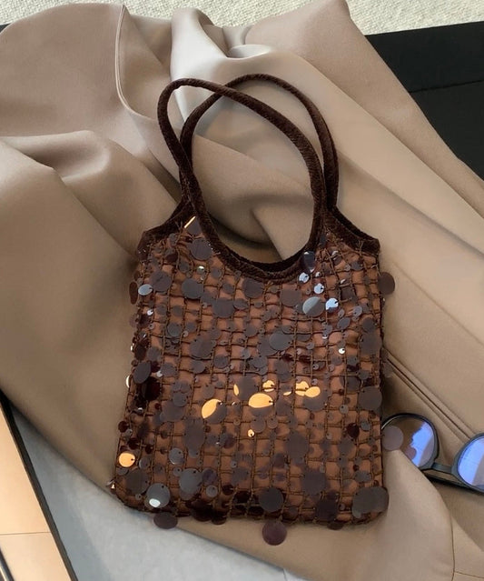 Sac fourre-tout en coton à paillettes marron pour femme - Amawinc