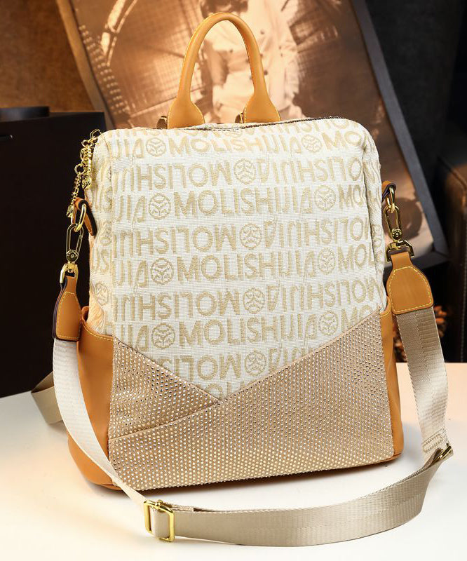 Sac à dos décontracté en cuir de veau avec motif abricot et zircon pour femme - Amawinc