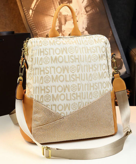 Sac à dos décontracté en cuir de veau avec motif abricot et zircon pour femme - Amawinc