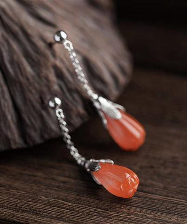 Boucles d'oreilles pendantes en soie, argent sterling et jade pour femmes - Amawinc