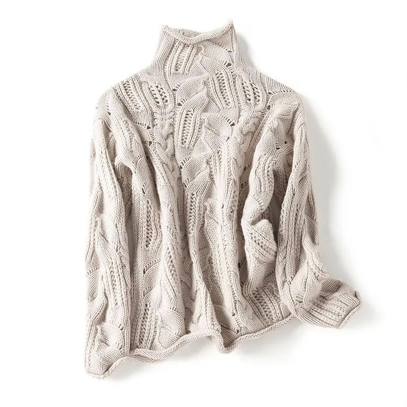 Pull Col Roulé En Cachemire Pour Femmes Avec Motifs Tricot Variés Pour Un Style Texturé