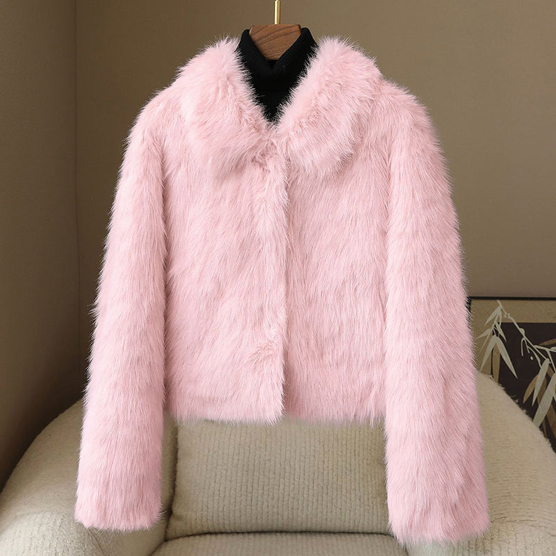 Manteau Femme En Fourrure Synthétique Court Avec Doublure Confortable Et Élégant