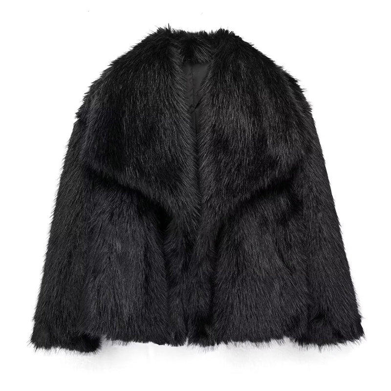 Manteau Court En Fausse Fourrure Pour Femmes Avec Col Oversize Chic Et Polyvalent Amawinc Idéal Pour Hiver