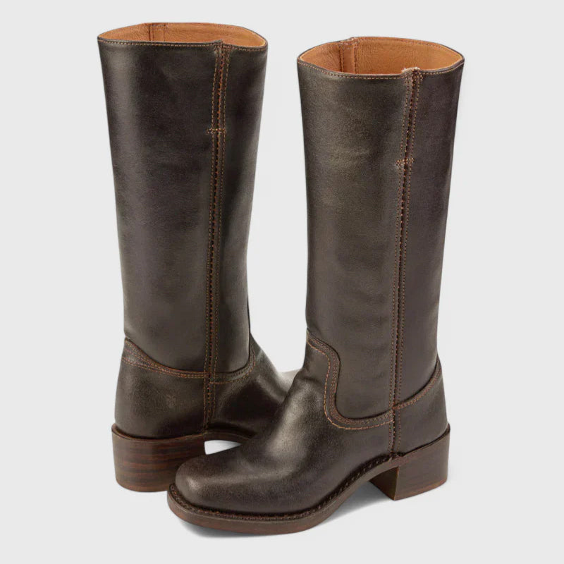 Amawinc Bottes Western Hautes Pour Femmes Avec Bout Carré À Enfiler Confort Quotidien Denim Jupes Robes