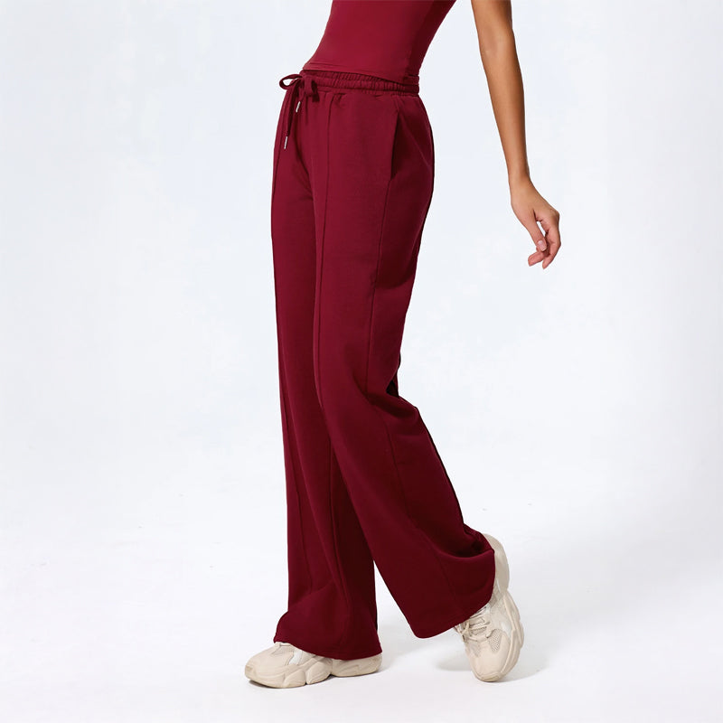 Pantalon Décontracté Femme À Jambe Large En Tricot Mélangé Doux Coton Pour Un Style Confortable Et Élégant