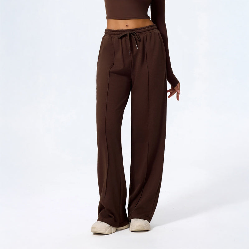 Pantalon Décontracté Femme À Jambe Large En Tricot Mélangé Doux Coton Pour Un Style Confortable Et Élégant