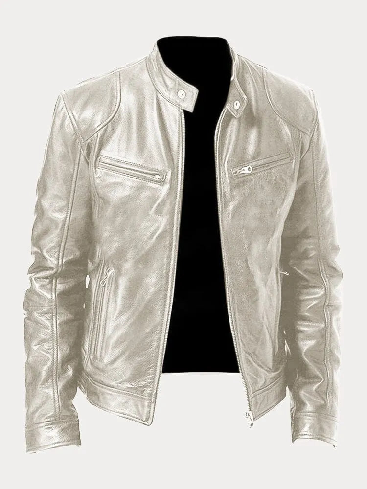 Veste en Cuir pour Homme Zip Cintré avec Finition Premium pour Tous les Jours Amawinc