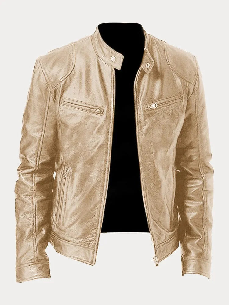 Veste en Cuir pour Homme Zip Cintré avec Finition Premium pour Tous les Jours Amawinc