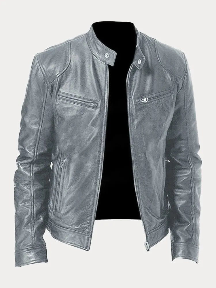 Veste en Cuir pour Homme Zip Cintré avec Finition Premium pour Tous les Jours Amawinc
