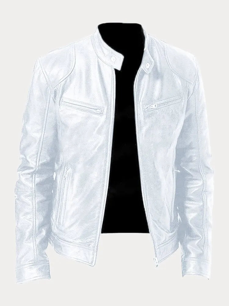 Veste en Cuir pour Homme Zip Cintré avec Finition Premium pour Tous les Jours Amawinc