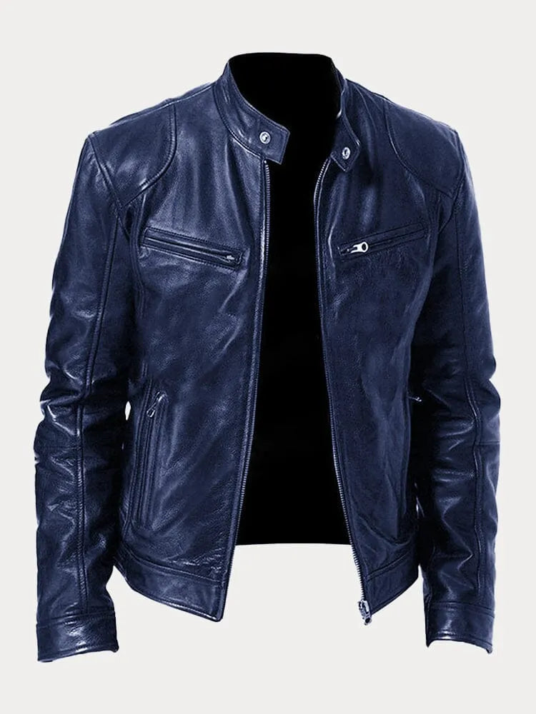 Veste en Cuir pour Homme Zip Cintré avec Finition Premium pour Tous les Jours Amawinc