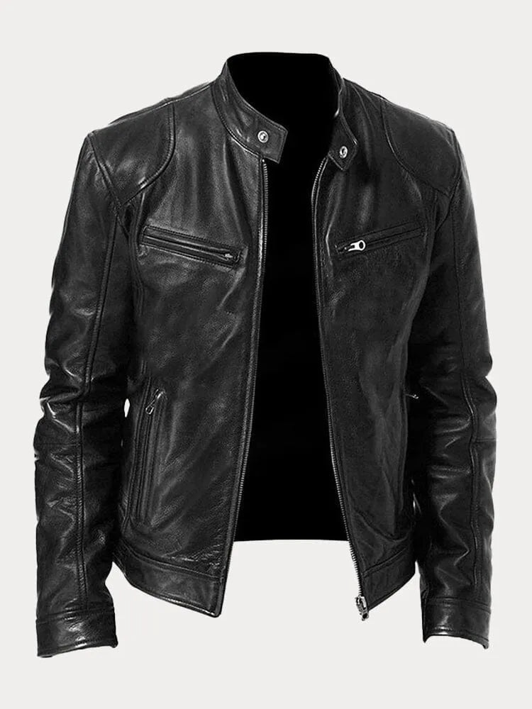 Veste en Cuir pour Homme Zip Cintré avec Finition Premium pour Tous les Jours Amawinc