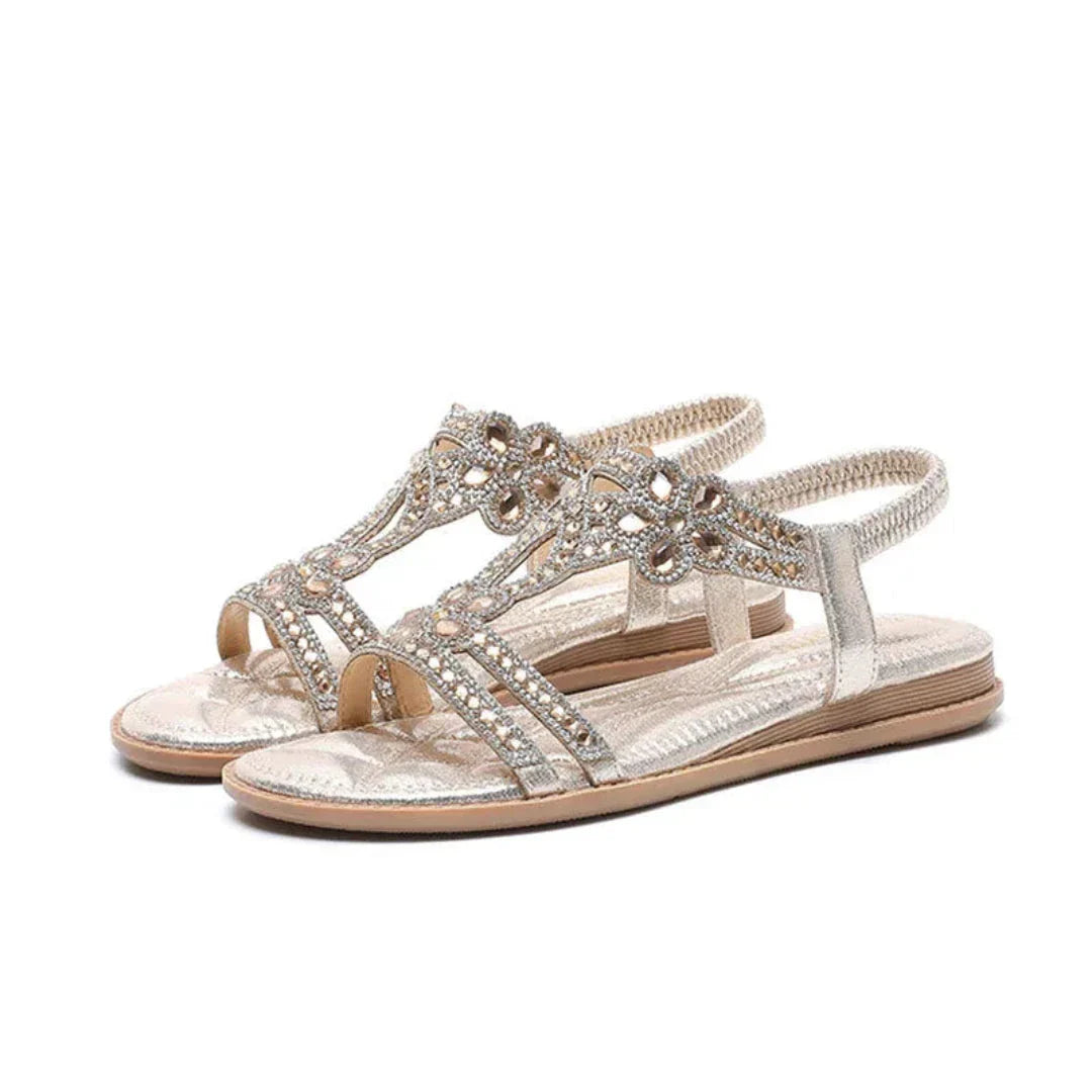 Sandales À Bride Arrière Aria Avec Strass Floral Et Semelle Rembourrée Confort Toute Journée